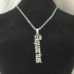NEW Aquarius Zodiac Horoscope Necklace Stainless Steel Gift Birthday